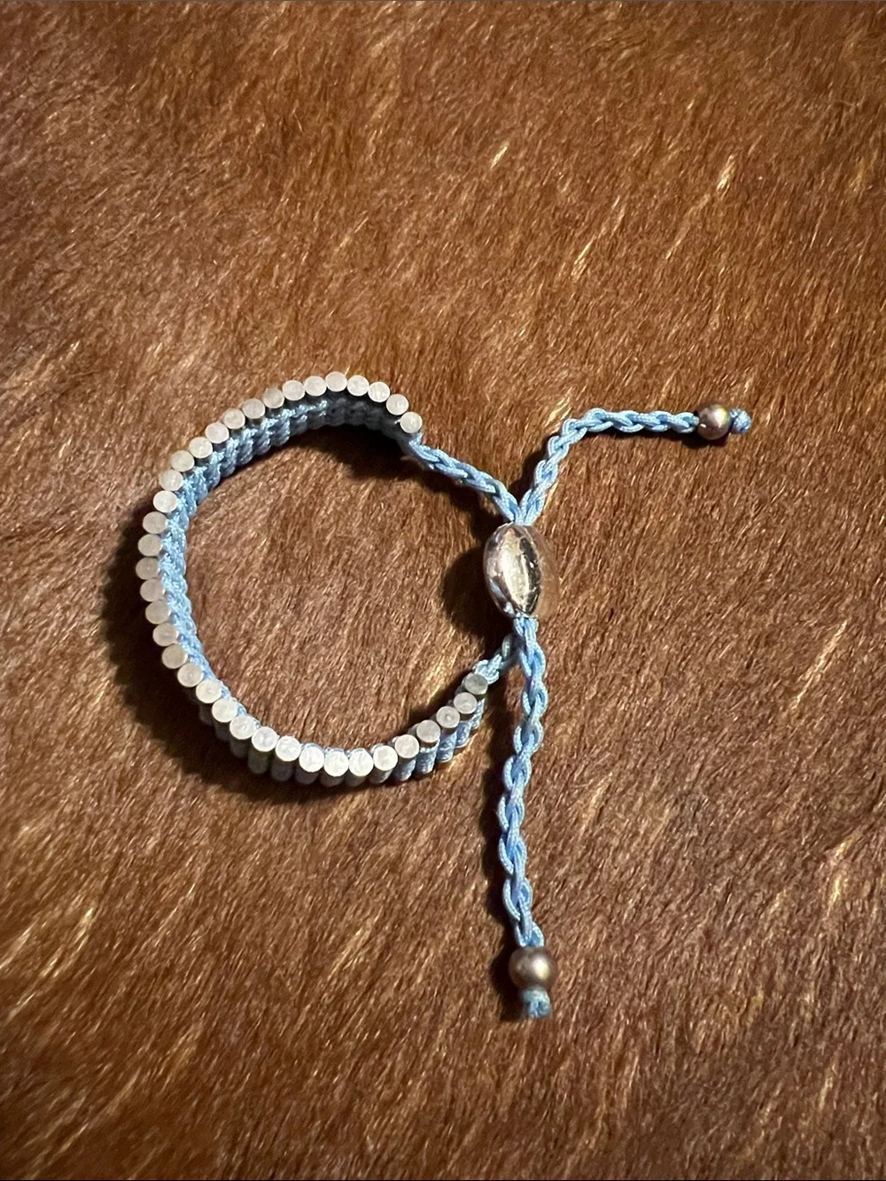 Women’s Silver-Tone Bracelet and Light Blue Woven Bracelet Set